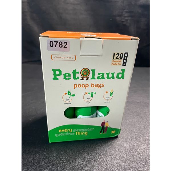 1 Box of Petlaud 120CT Compostable Dog Poop/Waste Bags - New