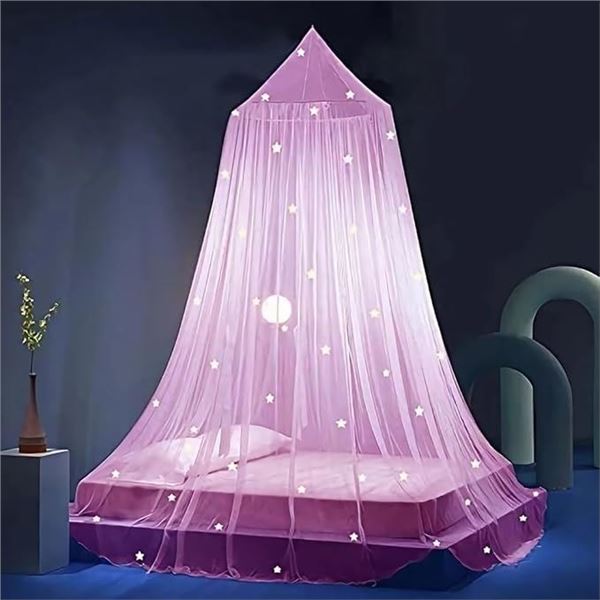 1 Star/Glow-In-The-Dark Bed Canopy for Girls Rooms - Pink - Fits Full & Twin Beds - New