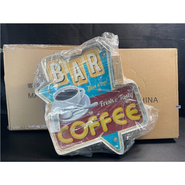 2 Light-Up LED Coffee Bar Kitchen Decor Signs/Bar Signs - Brand New!