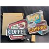 Image 1 : 2 Light-Up LED Fresh Coffee/Coffee Bar Kitchen Decor Signs - Brand New!