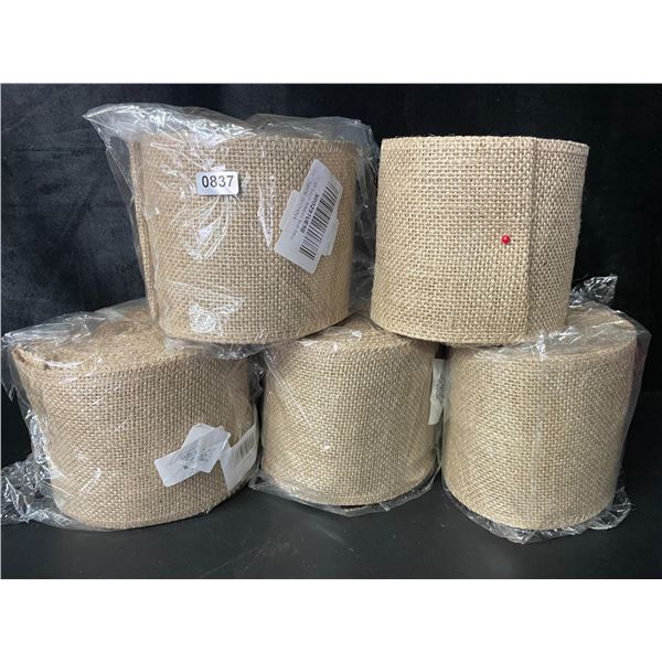 5 Large Rolls of Linen Weaved Craft Ribbon - 32.8FT Per Roll - New