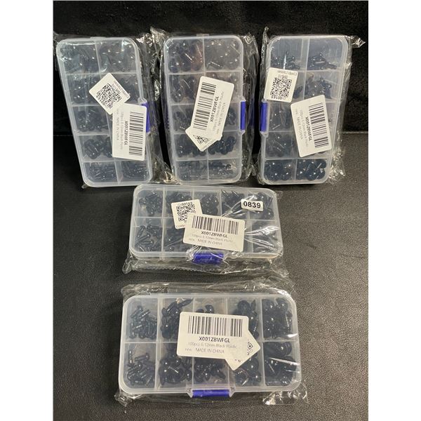 5 Packs of Black Plastic Safety-Eyes for Toy Plushie Making (Crochet/Knitting) - (100pcs Each) New!