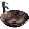 Image 1 : 1 Tempered Artistic Glass 16.5" Bathroom Vessel Bowl Basin Sink with Faucet - New in Box!
