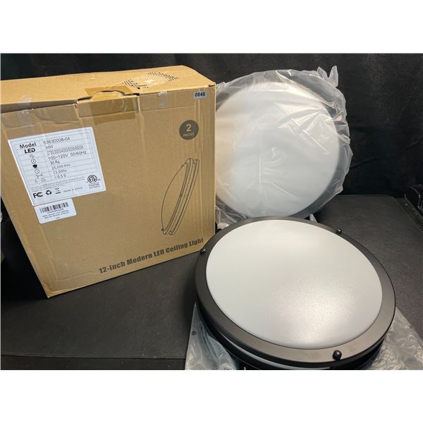 Box of 2 Modern 12-Inch LED Ceiling Lights - New
