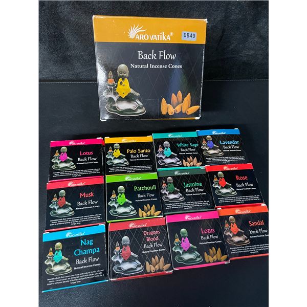 1 Box of Back Flow Natural Incense Cones - 12 Assorted Scents - New
