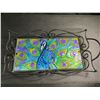 Image 2 : 1 Peacock Metal Serving Tray - 15 Inch Size