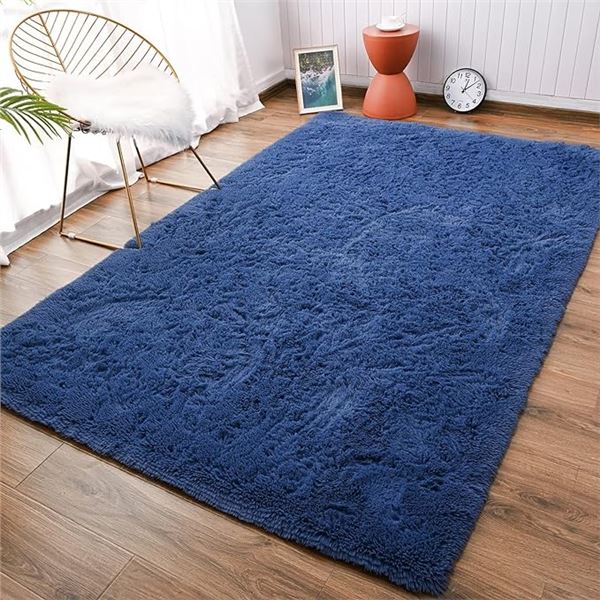 1 Large Fuzzy/Soft Shaggy Area Rug Carpet - 106 x 68 Inches - with Anti-Slip Backing - Brand New!