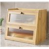 Image 1 : 1 Kelbel Double-Layer Large Bamboo Bread Box for Kitchen Counters - New in Box