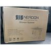 Image 2 : 1 Nerdon 12-Inch Shower System - Wall-Mounted High-Pressure Rain Shower Head; Brushed Nickel - NEW!