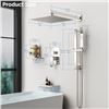 Image 8 : 1 Nerdon 12-Inch Shower System - Wall-Mounted High-Pressure Rain Shower Head; Brushed Nickel - NEW!