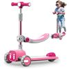 Image 1 : 1 Joyano Foldable Smiley Face Kick Scooter with Removable Flip-Out Seat - Pink - New in Box