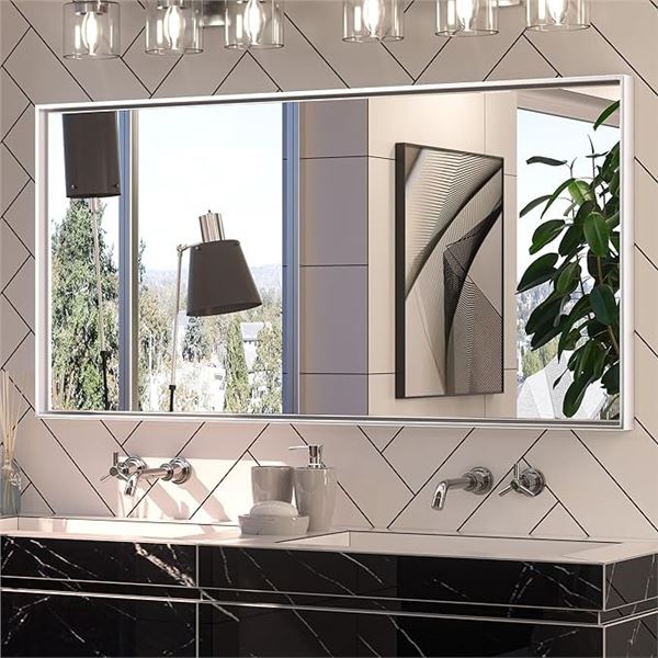 1 Keonjinn Large (48" x 24") Rectangular Metal Framed Decorative Mirror for Walls - BRAND NEW