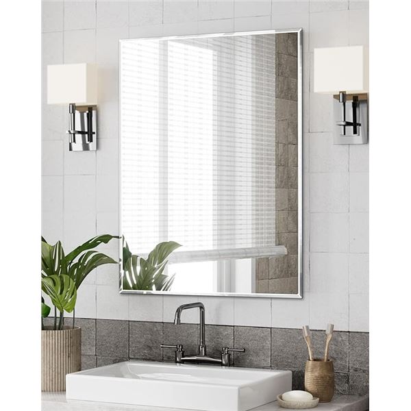 1 Wall-Mounted Large Frameless Mirror - 20" x 28" - Brand New in Box!
