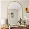 Image 1 : 1 Large Arched Design Wall-Mounted Mirror - 26" x 38" Size - Gold Trim - Brand New!
