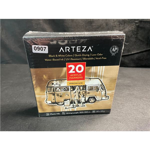 1 Pack of Arteza Black & White Premium Acrylic Artist Markers - 20pcs - New Sealed