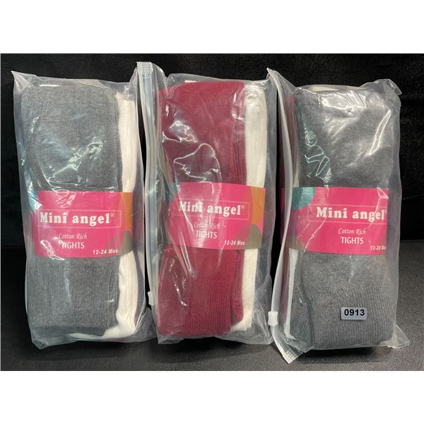 3 Packs of Baby Girls Cotton Tights - Size 12-24month - 3 Per Pack (Grey/White/Red) - Brand New!