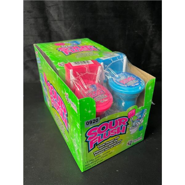 1 Case of Sour Flush Candy - Candy Plunger w/ Sour Powder Dips - 12 Units Included - New Sealed!