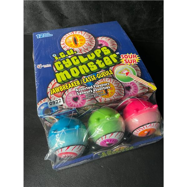 1 Case of Cyclops Monster Jawbreakers Candy - Assorted Flavours - 12 Units - New Sealed