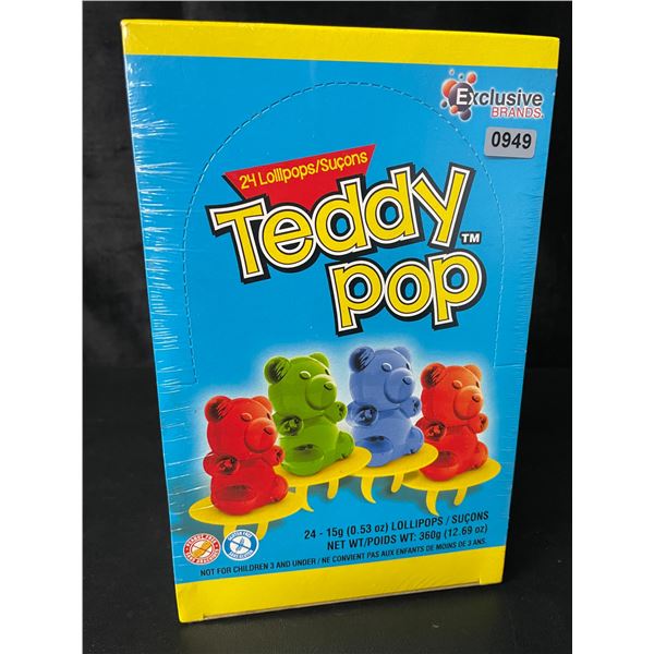 1 Case of Teddy Pops Lollipops Candy - 24 Units Included - New Sealed