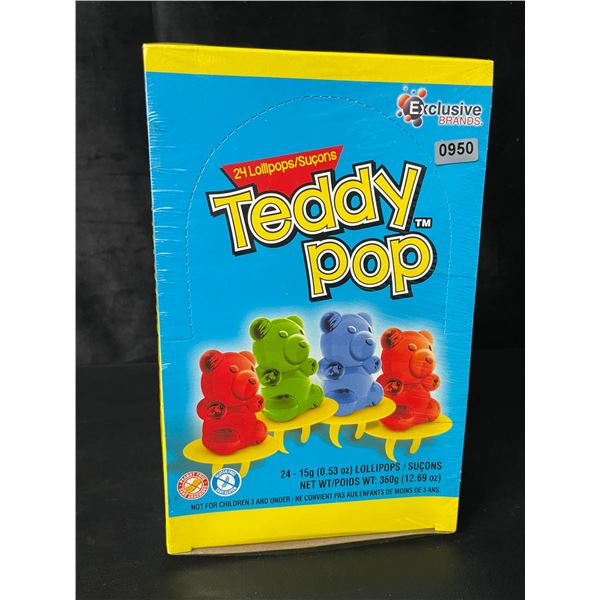 1 Case of Teddy Pops Lollipops Candy - 24 Units Included - New Sealed