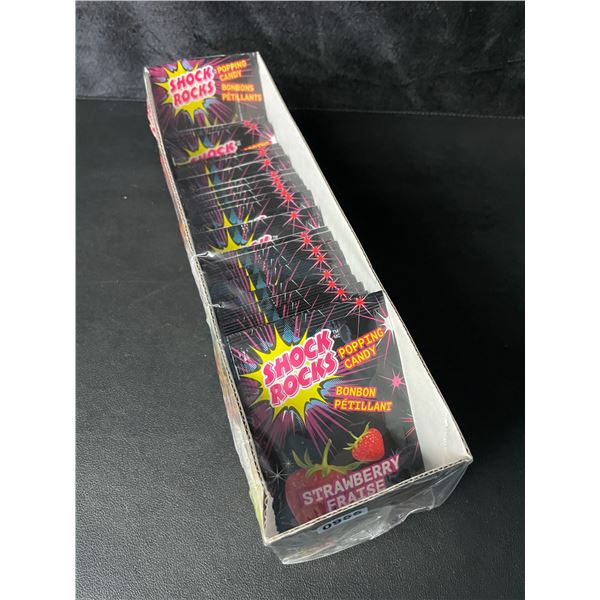 1 Case of Shock Rocks Popping Candy - Strawberry Flavour - 24 Packs Included - New Sealed!