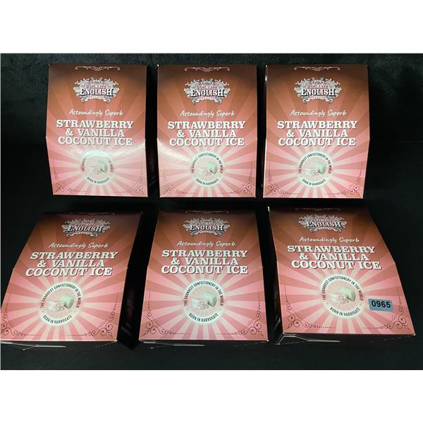 6 Boxes of Ultimate English Strawberry & Vanilla Coconut Ice Squares - 150g Each - New Sealed