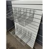 Image 3 : Lot of 8 Metal Mesh Baskets and Slat Wall Sheet (Wall Sheet Size: 48" x 34.5")