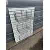 Image 1 : Lot of 6 Metal Mesh Baskets and Slat Wall Sheet (Wall Sheet Size: 48" x 34.5")