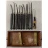 Image 2 : Victorian Doctors Instruments In 3.5" x 7.5" Wood Tray.