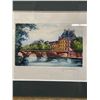 Image 2 : 8.5" x 10.5" Ornate Wood Framed Vintage Enamel Coloured Signed Engraving of Paris.