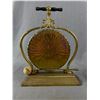 Image 1 : Vintage Mid- Century Solid Brass Gong w/ Striker on Weighted Brass Base