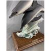 Image 2 : Stunning Signed A. Belcari Dolphins Riding the Waves Sculpture - Made in Italy