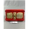 Image 2 : Vintage Battery Operated Delfonic Radio Alarm Clock (Japan) In Genuine Leather Case Made In Hong Kon