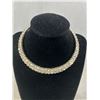 Image 2 : Vintage Clear Rhinestones Bib Necklace, Bangle & Pair Of Large Hoop Earrings