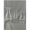 Image 3 : Lot of 3 Vintage Clear Glass  Oil Lamps with Chimneys 2 are Fingerling