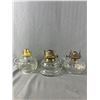 Image 3 : Lot of 3 Vintage Clear Glass  Fingerling Oil Lamps with Chimneys