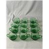 Image 2 : Vintage Green Glass Punch Bowl with 12 Cups and Ladle