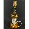 Image 2 : 2 Vintage Oil Lamps. 1 Green Glass with Amber Chimney, and 1 Electical Oil Lamp Style Lamp