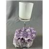 Image 2 : Nice Clear Quartz Crystal Lamp with an Amethyst Candle Holder