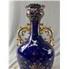 Image 2 : Victoria Carlsbad Austria Cobalt Blue Porcelain Handled Vase featuring Hamlet and Ophelia, Signed J