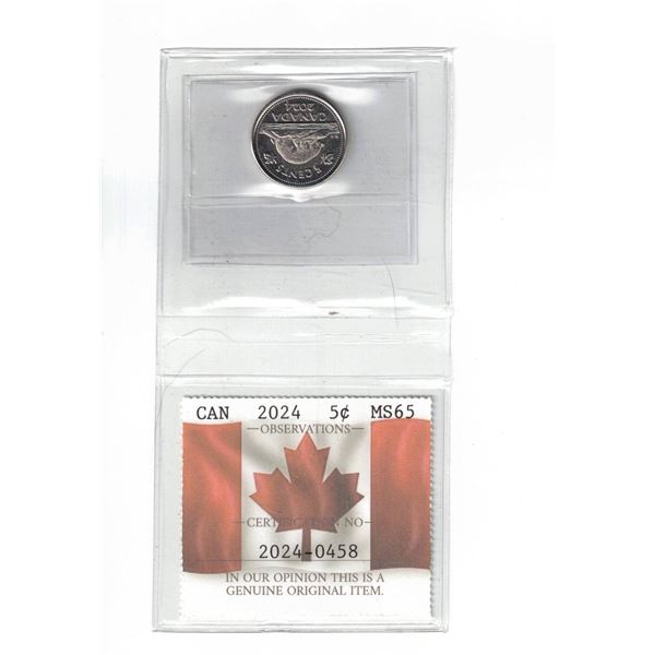 2024 Canada 5¢  Certified PCCS MS65, Professional Coin Certification System