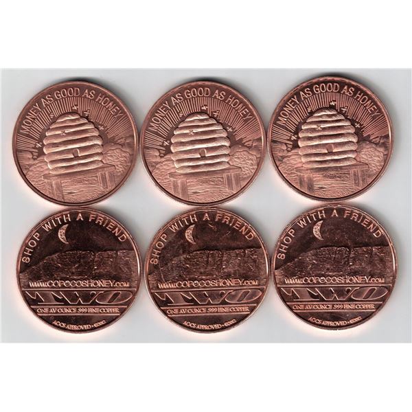 .999 Pure Copper "Money as good as Honey X 6 round