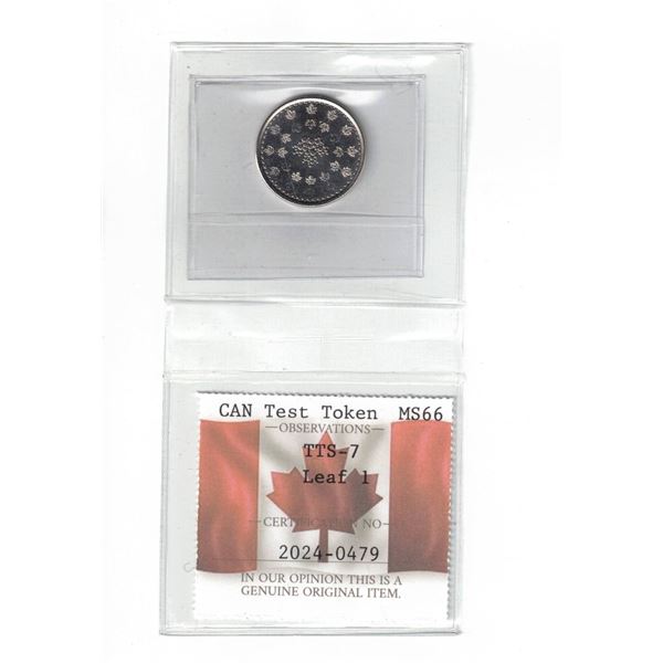 Canada Test Token, Leaf 1, 2018 R&D TTS-7 PCCS MS66, Professional Coin Certification System