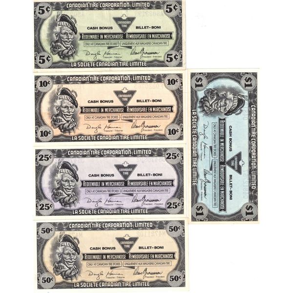 5¢ 10¢ 25¢ 50¢ $1.Canadian Tire Notes