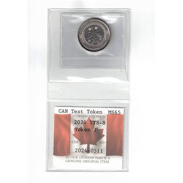 2021 Test Token 1, Certified PCCS MS65, Professional Coin Certification System