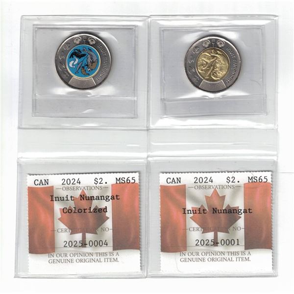 2 x 2024 Canada $2. Nunangat; Color & Non Color MS65 Garantee Original by PCCS