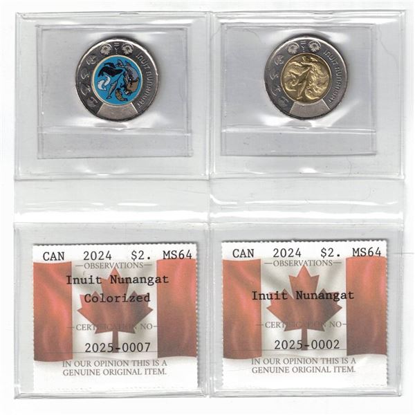 2 x 2024 Canada $2. Nunangat; Color & Non Color MS64 Garantee Original by PCCS