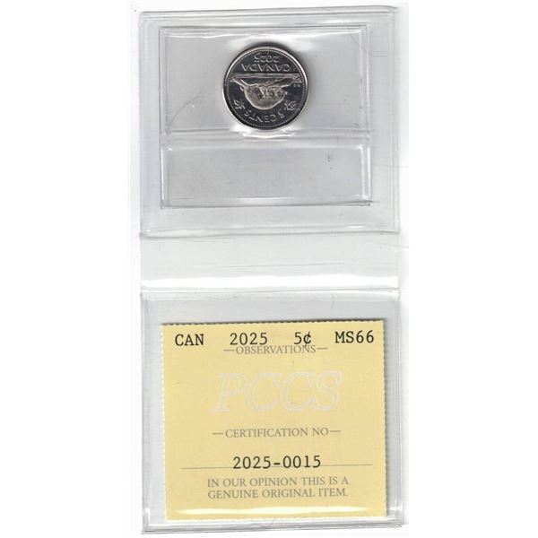 2025 Canada 5¢ MS66, Garantee Original by PCCS