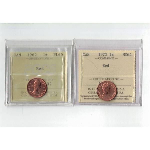 PCCS 1960 1¢ MS64, ICCS 1973 1¢ MS65