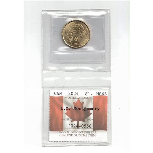 PCCS 2024 Canada $1., L.M. Montgomery, MS66,   Professional Coin Certification System